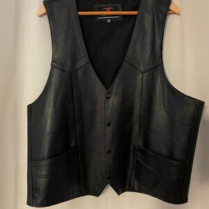 Black Leather Vest - Men's XL